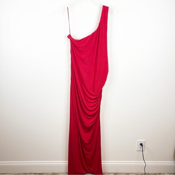 Remi x Revolve Gigi One Shoulder Slit Leg Maxi Dress 2X Red - Picture 3 of 6
